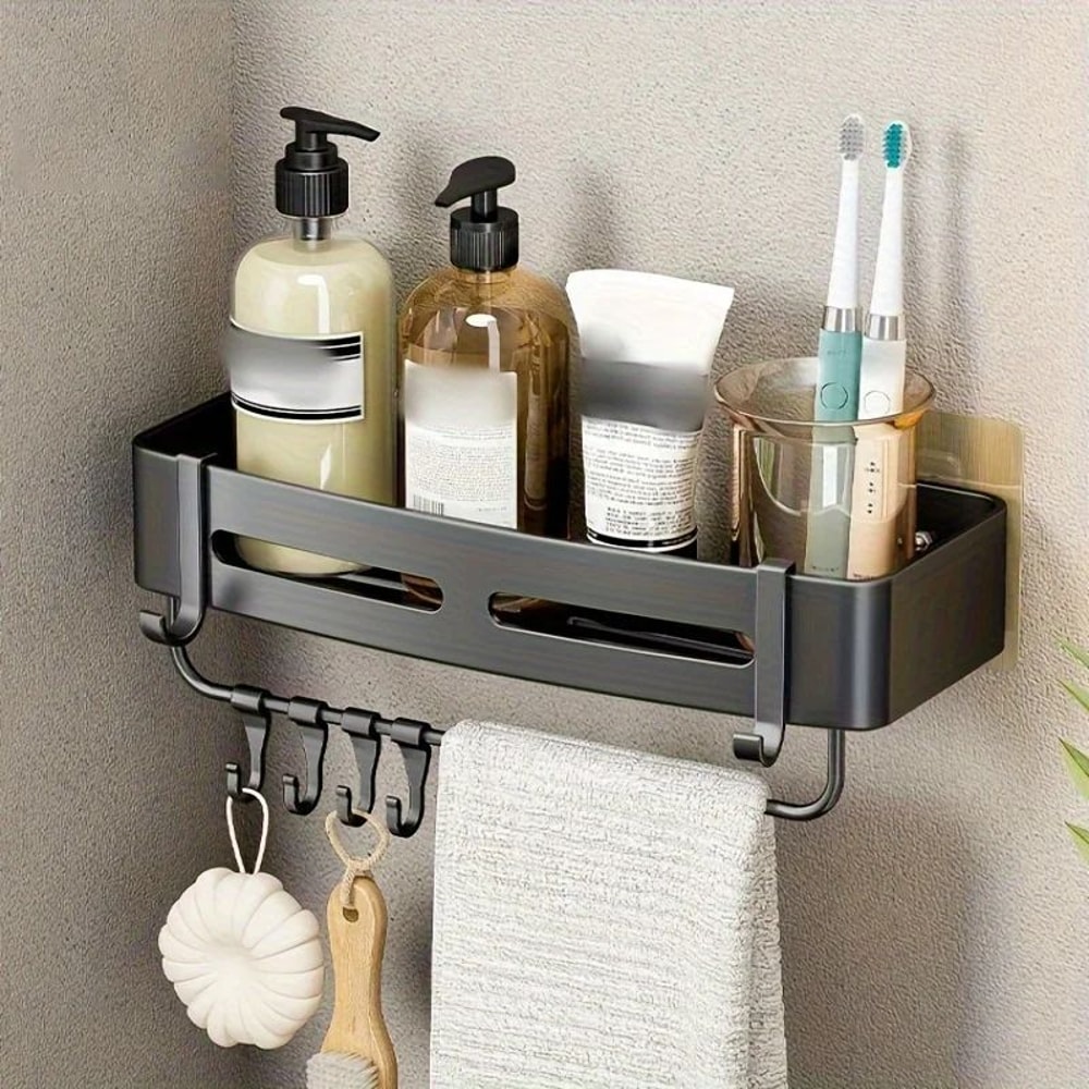 AeroGrip NoDrill Aluminum Corner Shower Shelf WallMounted Bathroom Storage Rack 5