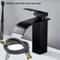 Matte Black Waterfall Bathroom Faucet With Hot Cold Supply Lines 0