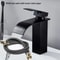 Matte Black Waterfall Bathroom Faucet With Hot Cold Supply Lines 0