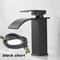 Matte Black Waterfall Bathroom Faucet With Hot Cold Supply Lines 6