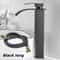 Matte Black Waterfall Bathroom Faucet With Hot Cold Supply Lines 8