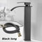 Matte Black Waterfall Bathroom Faucet With Hot Cold Supply Lines 8