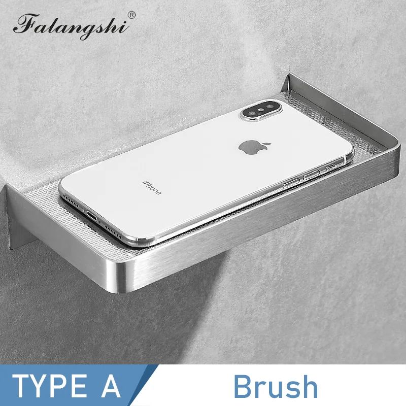 Falangshi Stainless Steel Shower Shelf With Phone Holder Wall Mounted Bathroom Storage Rack 6