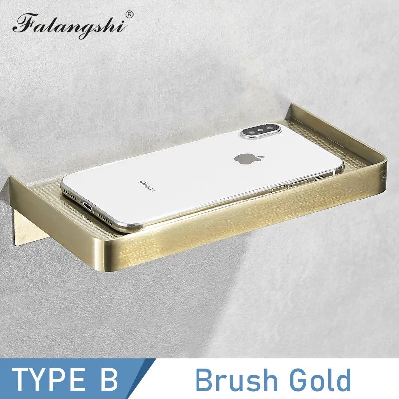 Falangshi Stainless Steel Shower Shelf With Phone Holder Wall Mounted Bathroom Storage Rack 7