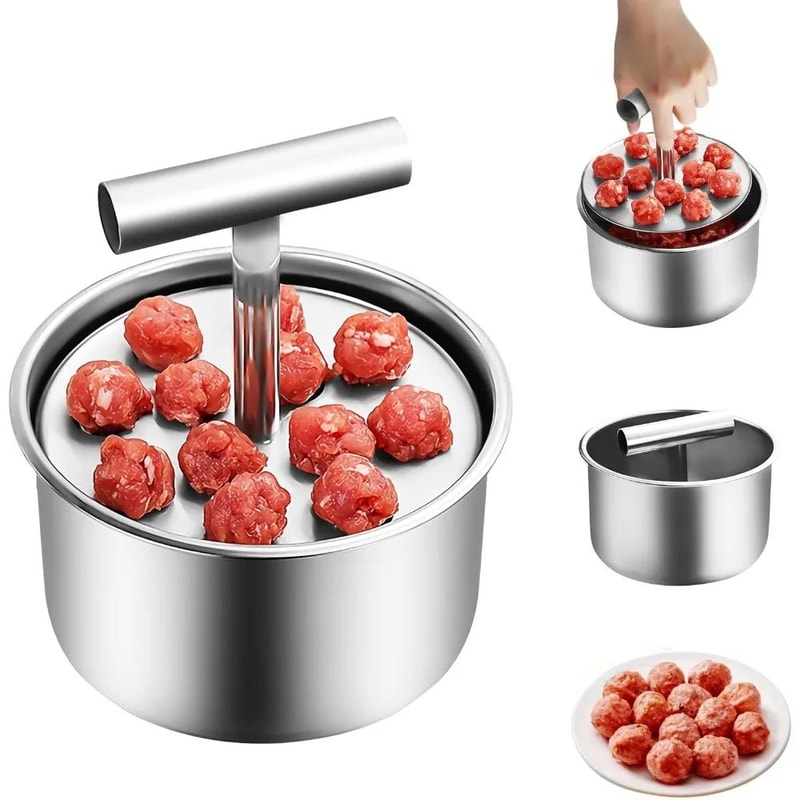 Stainless Steel Meatball Maker Tool 6Piece PressType Meatball Press Mold With Ergonomic Handle For 0