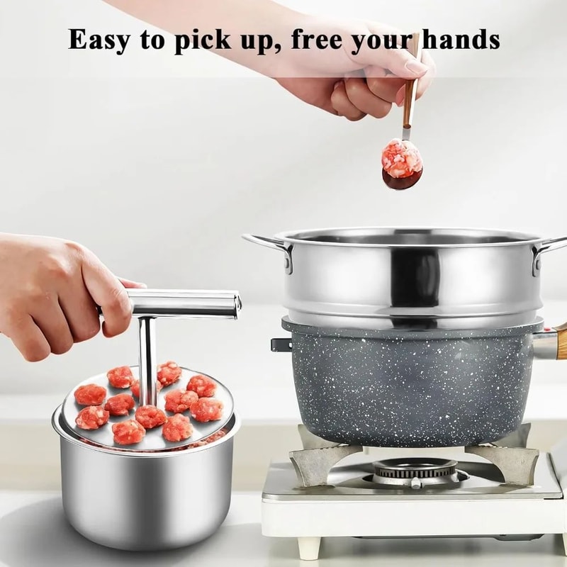 Stainless Steel Meatball Maker Tool 6Piece PressType Meatball Press Mold With Ergonomic Handle For 2