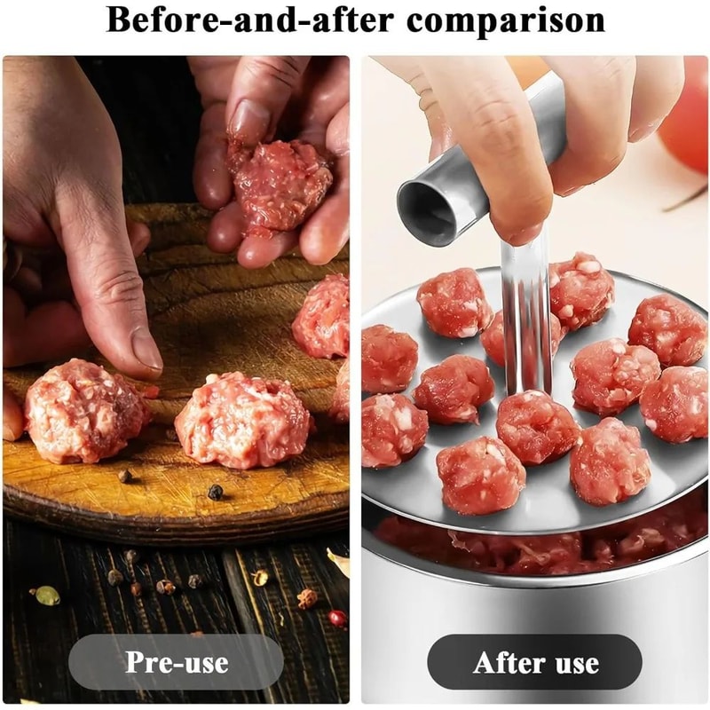 Stainless Steel Meatball Maker Tool 6Piece PressType Meatball Press Mold With Ergonomic Handle For 4