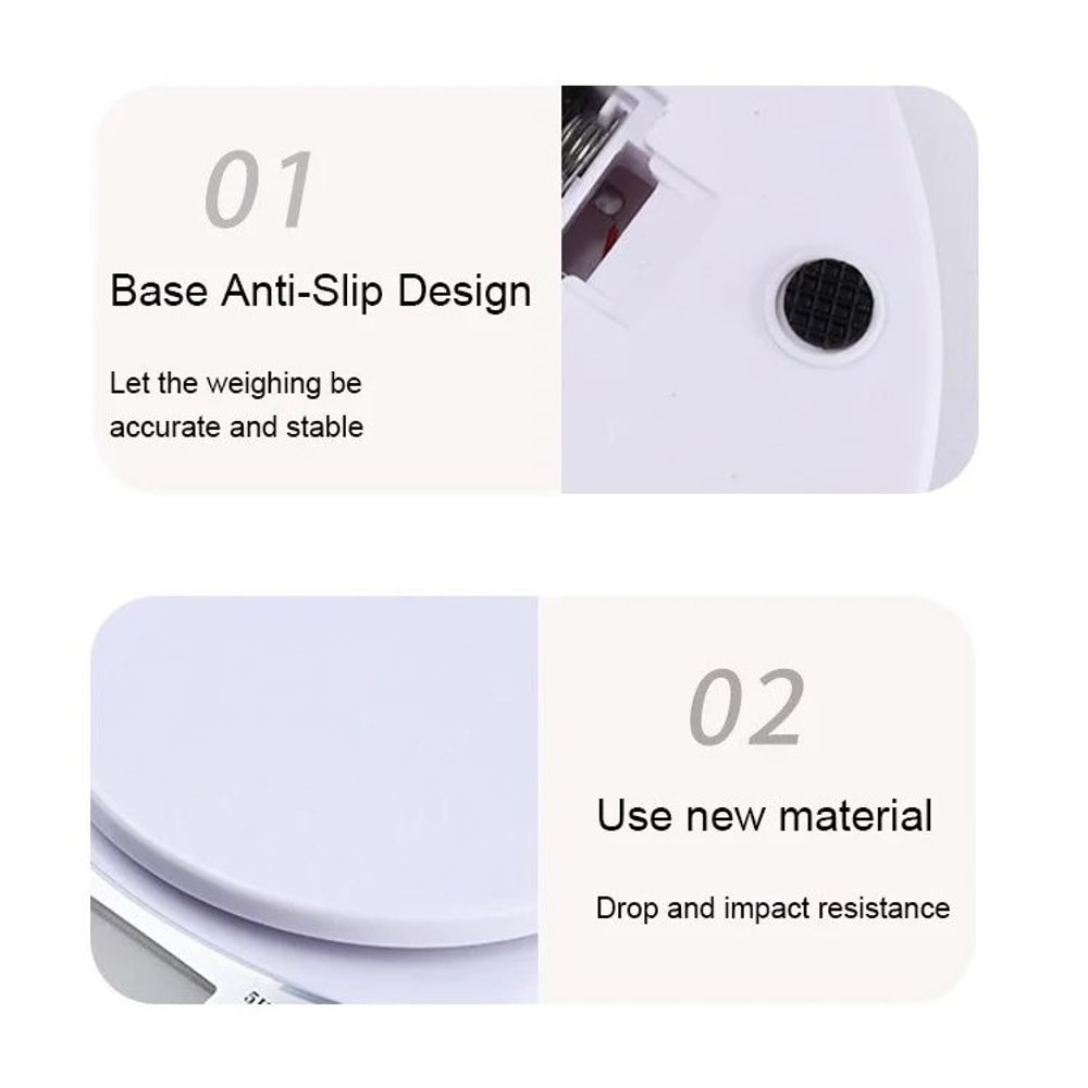 PrecisionPro Digital Kitchen Scale Portable 5kg LED Food Scale For Accurate Cooking Baking 5