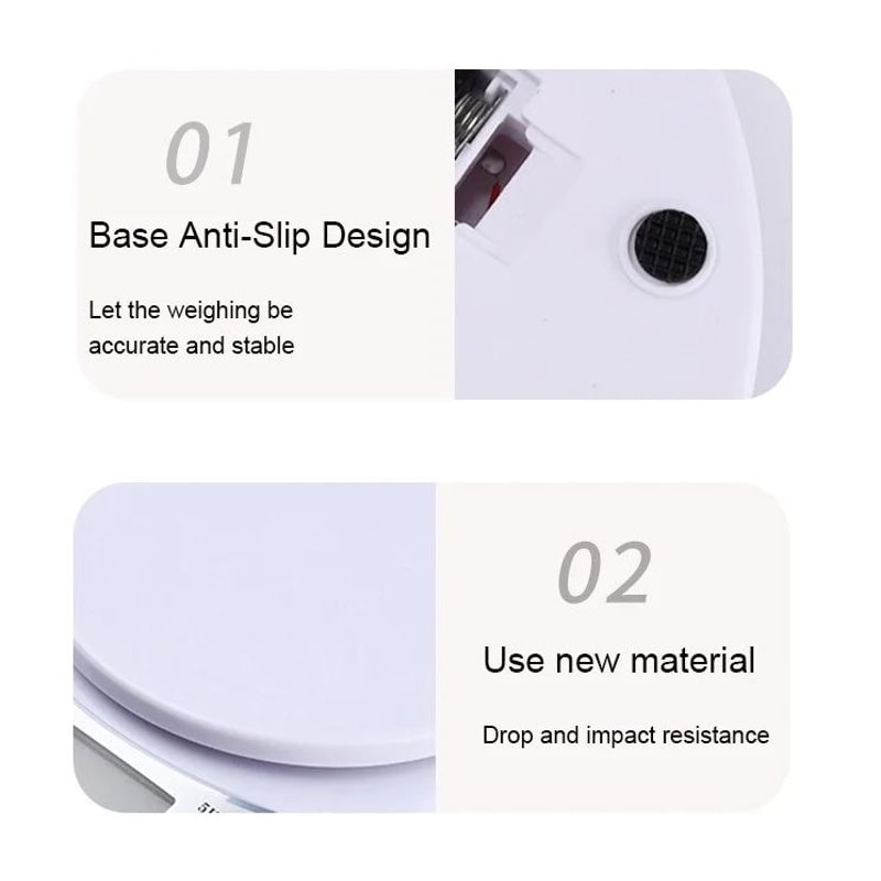 PrecisionPro Digital Kitchen Scale Portable 5kg LED Food Scale For Accurate Cooking Baking 5