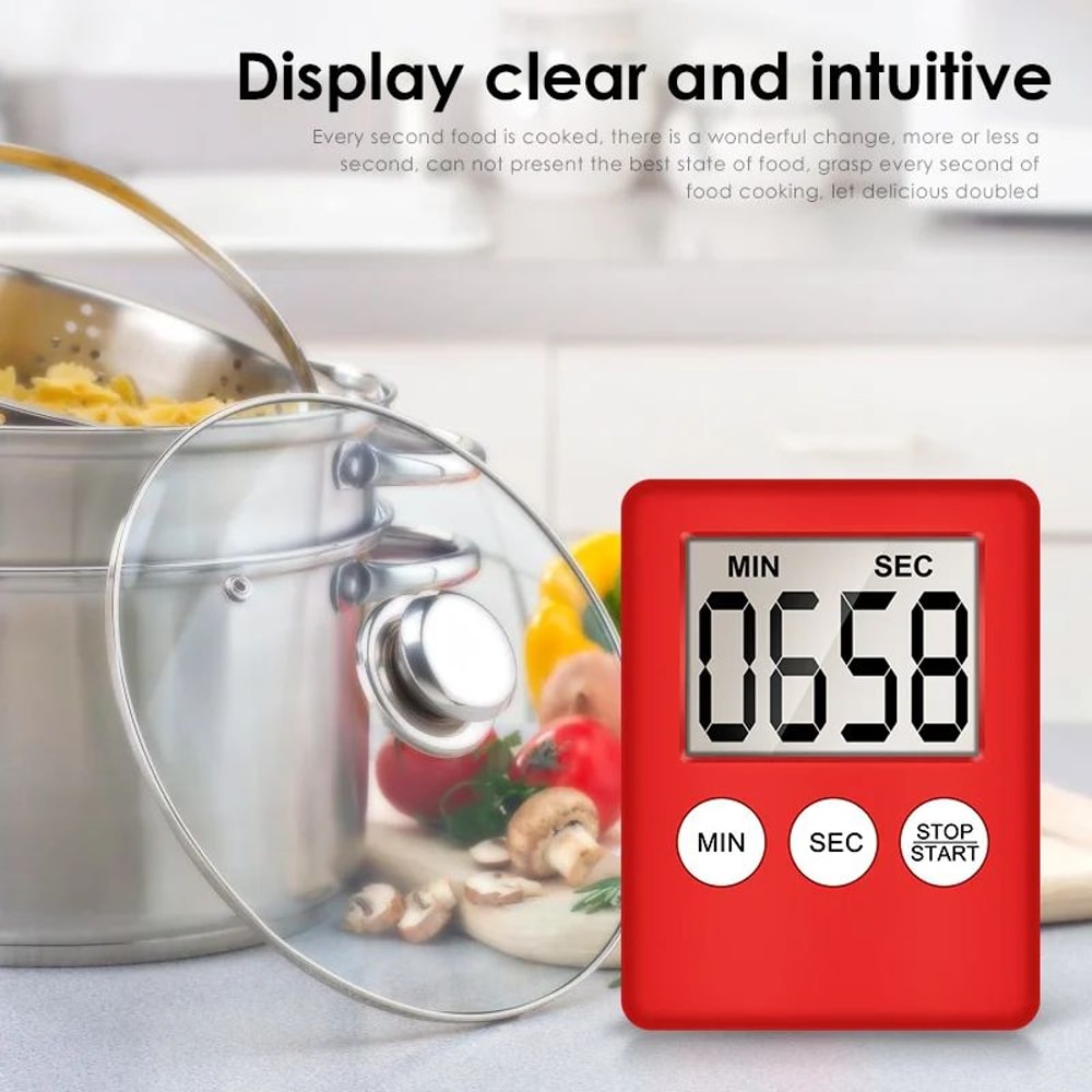 MagnaTime LCD Digital Kitchen Timer With Magnetic Back Loud Alarm 0