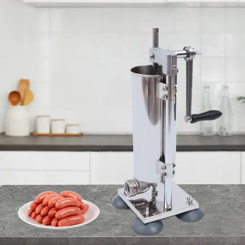 3L Stainless Steel Vertical Sausage Stuffer Heavy Duty Manual Sausage Stuffer With 11 Filling Tube 0