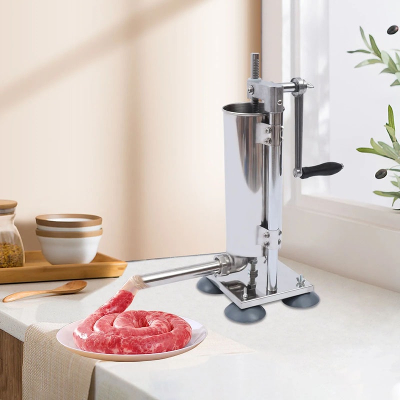 3L Stainless Steel Vertical Sausage Stuffer Heavy Duty Manual Sausage Stuffer With 11 Filling Tube 3