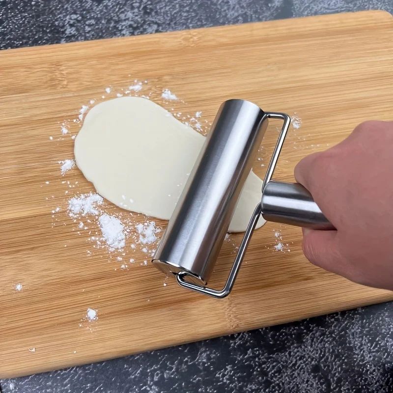 Stainless Steel Rolling Pin With Adjustable Thickness Rings DoubleSided Ergonomic Dough Roller 3