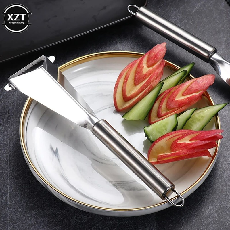 Precision Stainless Steel Fruit Carving Knife Triangular Vegetable Garnishing Tool 2