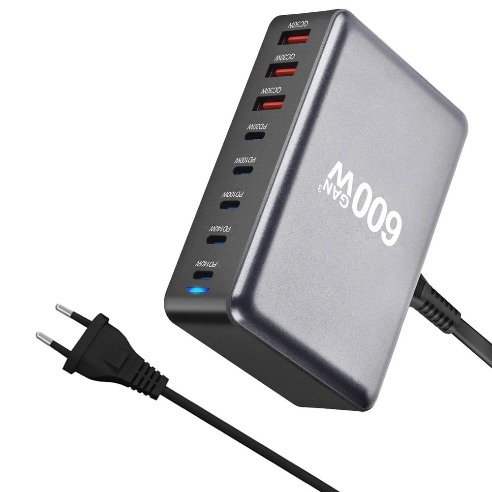 PowerCharge Pro 600W 8Port GaN USBC Fast Charger Station 5