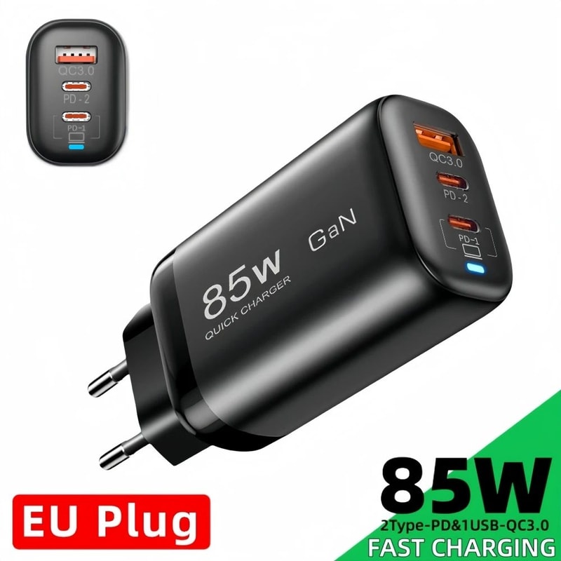 PowerMax 85W GaN USBC Charger Fast Charging Adapter For MacBook IPhone Samsung 6