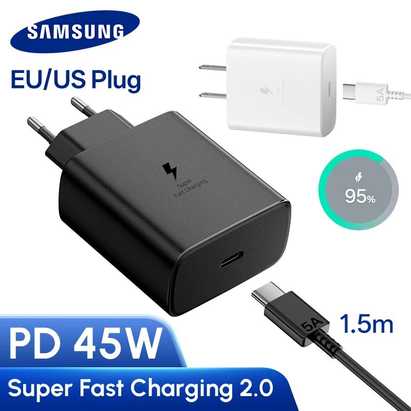 Samsung 45W Super Fast Charging USBC Wall Charger For Galaxy S25 S24 More 0