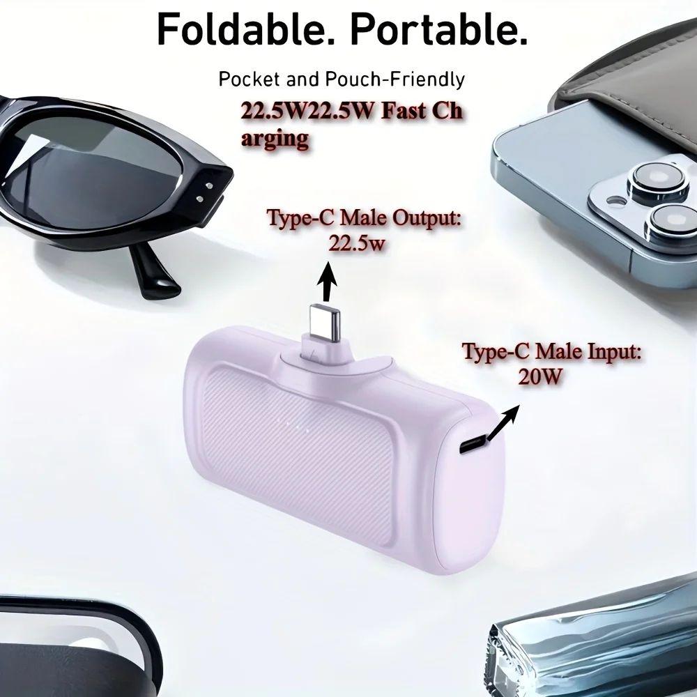 Pocket 225W Mini Portable Charger 5000mAh USBC Power Bank With Dual Power Mode 1