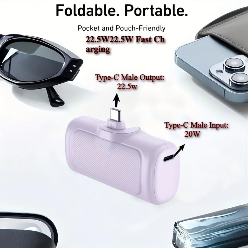 Pocket 225W Mini Portable Charger 5000mAh USBC Power Bank With Dual Power Mode 1