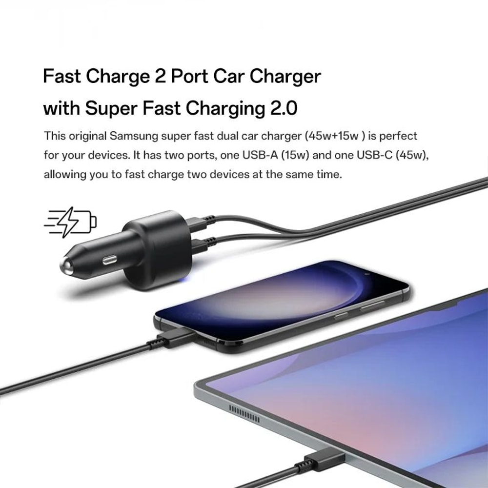 SamsungCompatible 45W DualPort USBC PD Car Charger USBC USBA For Galaxy S25S24S23 Ultra 1