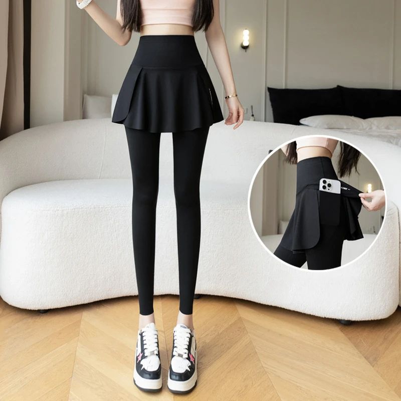 SculptFlex High Waist Seamless Yoga Leggings With Pocket Fake Two Piece Design 4