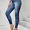 Denim Look High Waist Tummy Control Leggings With Pockets 0