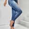 Denim Look High Waist Tummy Control Leggings With Pockets 4