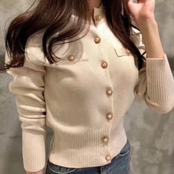 autumn chic korean slim fit knit cardigan sweater for women