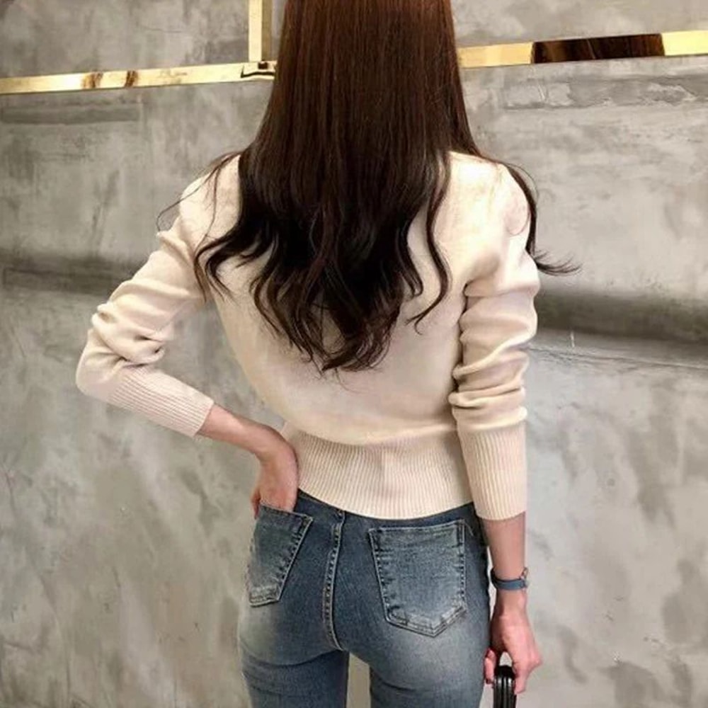 Autumn Chic Korean Slim Fit Knit Cardigan Sweater For Women 5