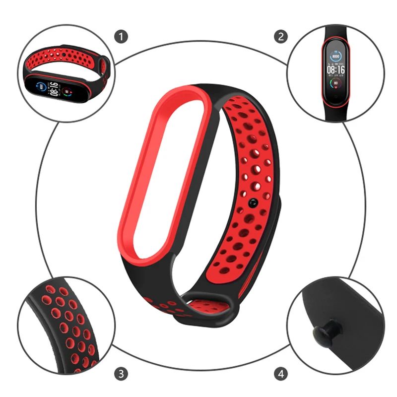 Xiaomi Mi Band Breathable Replacement Strap Soft Silicone Wristband For Mi Band 34567 3