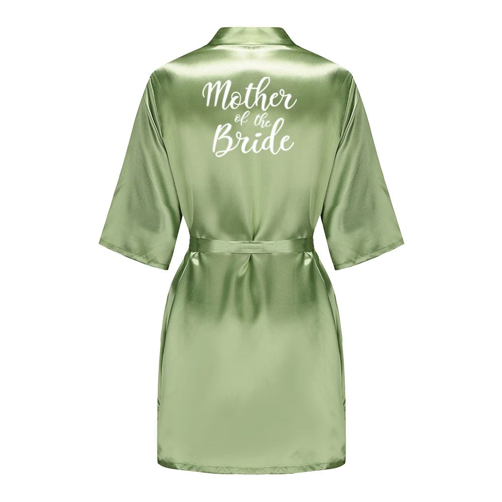 Sage Green Satin Silk Bridal Robe Plus Size Wedding Bathrobe For Bride Bridesmaids 9
