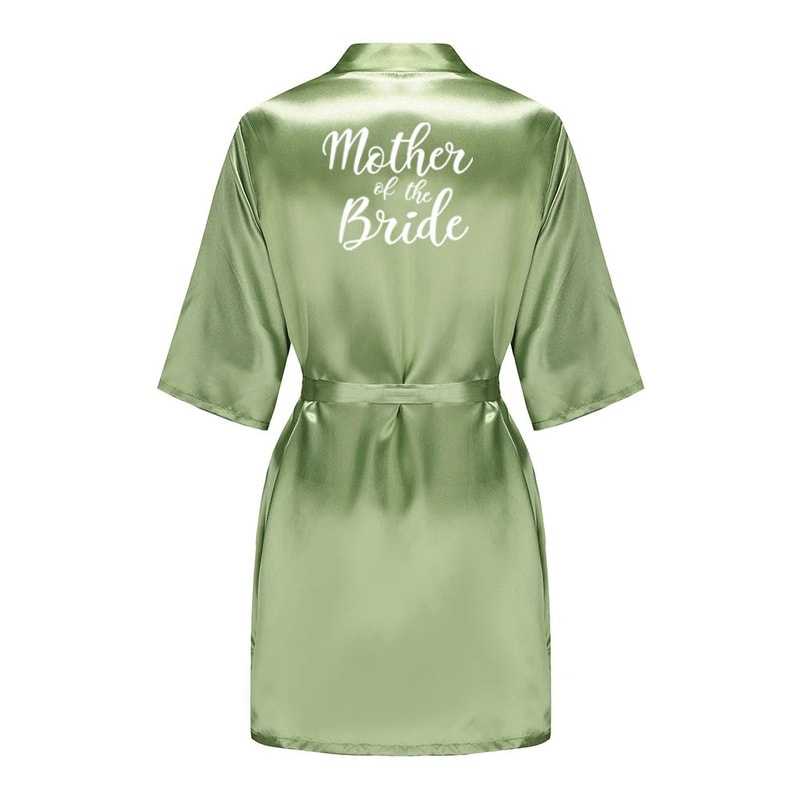 Sage Green Satin Silk Bridal Robe Plus Size Wedding Bathrobe For Bride Bridesmaids 9
