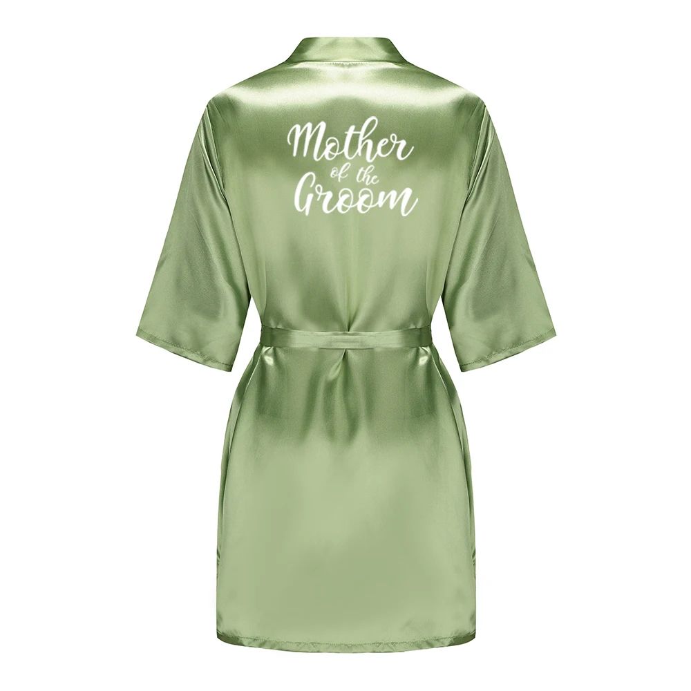 Sage Green Satin Silk Bridal Robe Plus Size Wedding Bathrobe For Bride Bridesmaids 10