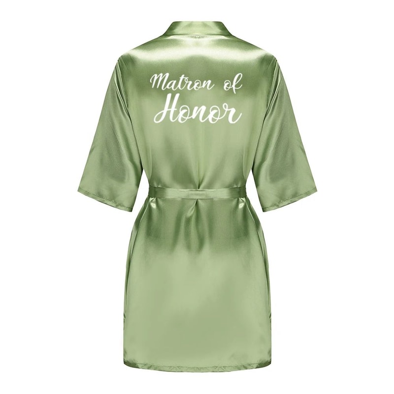 Sage Green Satin Silk Bridal Robe Plus Size Wedding Bathrobe For Bride Bridesmaids 12