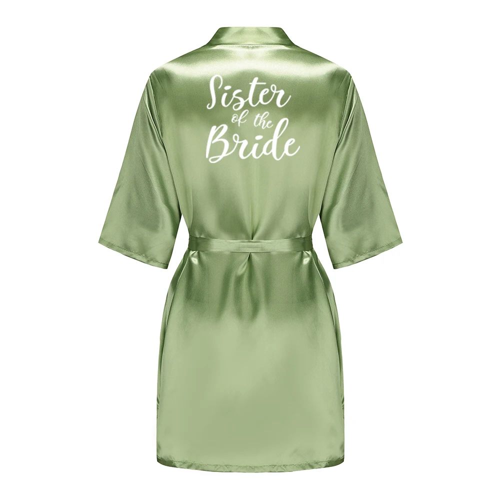 Sage Green Satin Silk Bridal Robe Plus Size Wedding Bathrobe For Bride Bridesmaids 13
