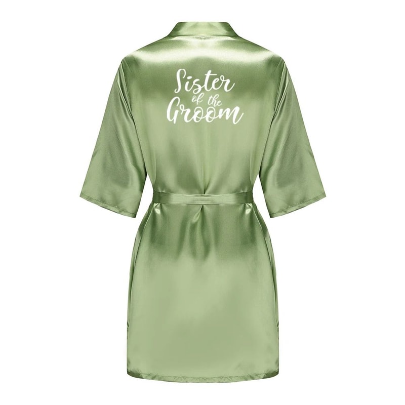 Sage Green Satin Silk Bridal Robe Plus Size Wedding Bathrobe For Bride Bridesmaids 14