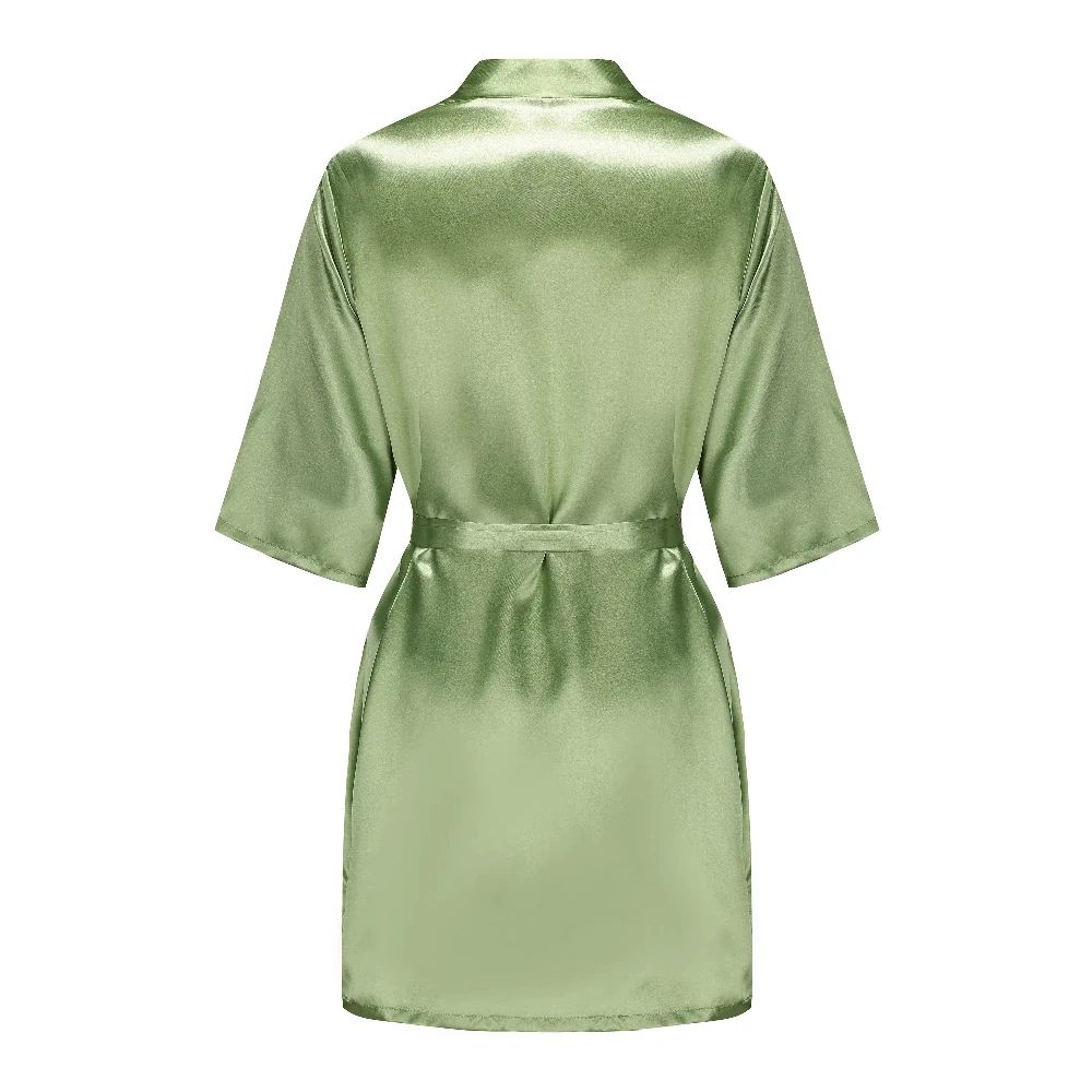 Sage Green Satin Silk Bridal Robe Plus Size Wedding Bathrobe For Bride Bridesmaids 15
