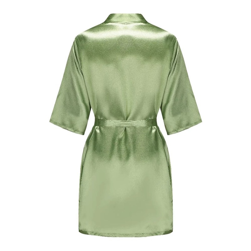 Sage Green Satin Silk Bridal Robe Plus Size Wedding Bathrobe For Bride Bridesmaids 15