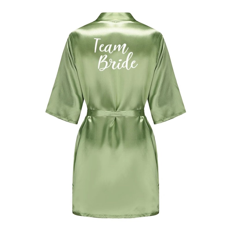 Sage Green Satin Silk Bridal Robe Plus Size Wedding Bathrobe For Bride Bridesmaids 6