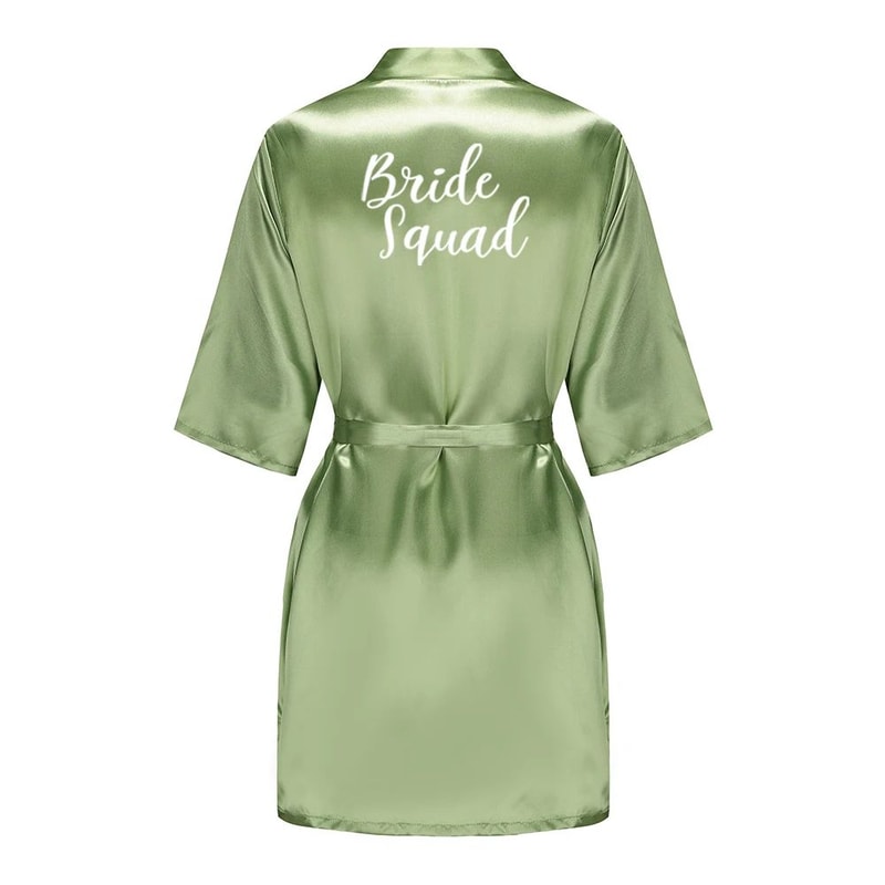 Sage Green Satin Silk Bridal Robe Plus Size Wedding Bathrobe For Bride Bridesmaids 8