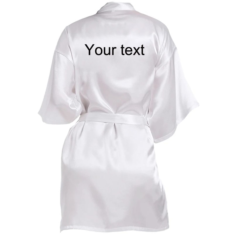 Personalized Faux Silk Bridal Robe With Custom Name Date Elegant Bride Bridesmaid Getting Ready 7