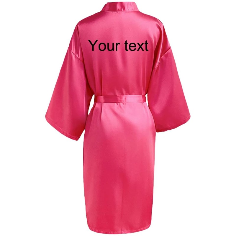 Personalized Faux Silk Bridal Robe With Custom Name Date Elegant Bride Bridesmaid Getting Ready 15