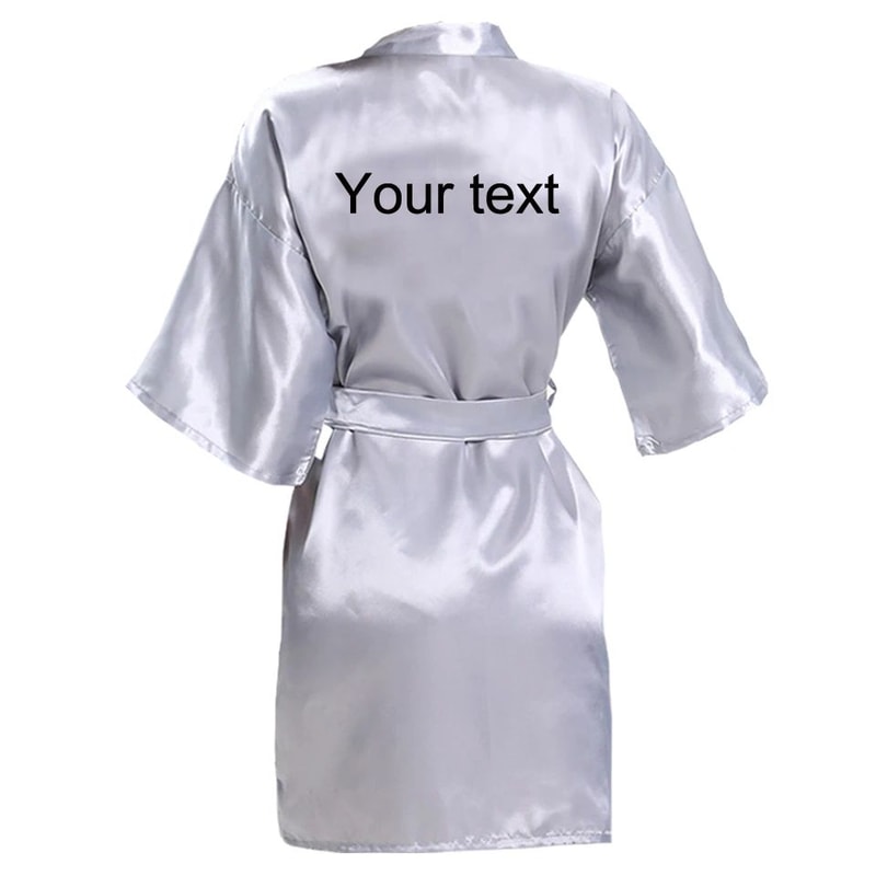 Personalized Faux Silk Bridal Robe With Custom Name Date Elegant Bride Bridesmaid Getting Ready 16