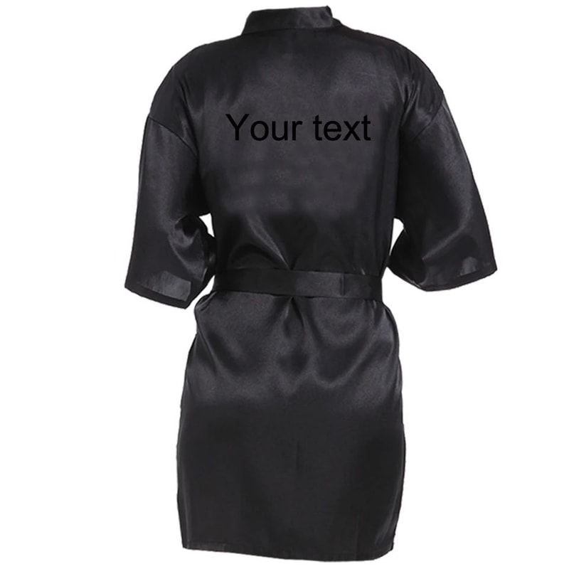 Personalized Faux Silk Bridal Robe With Custom Name Date Elegant Bride Bridesmaid Getting Ready 6