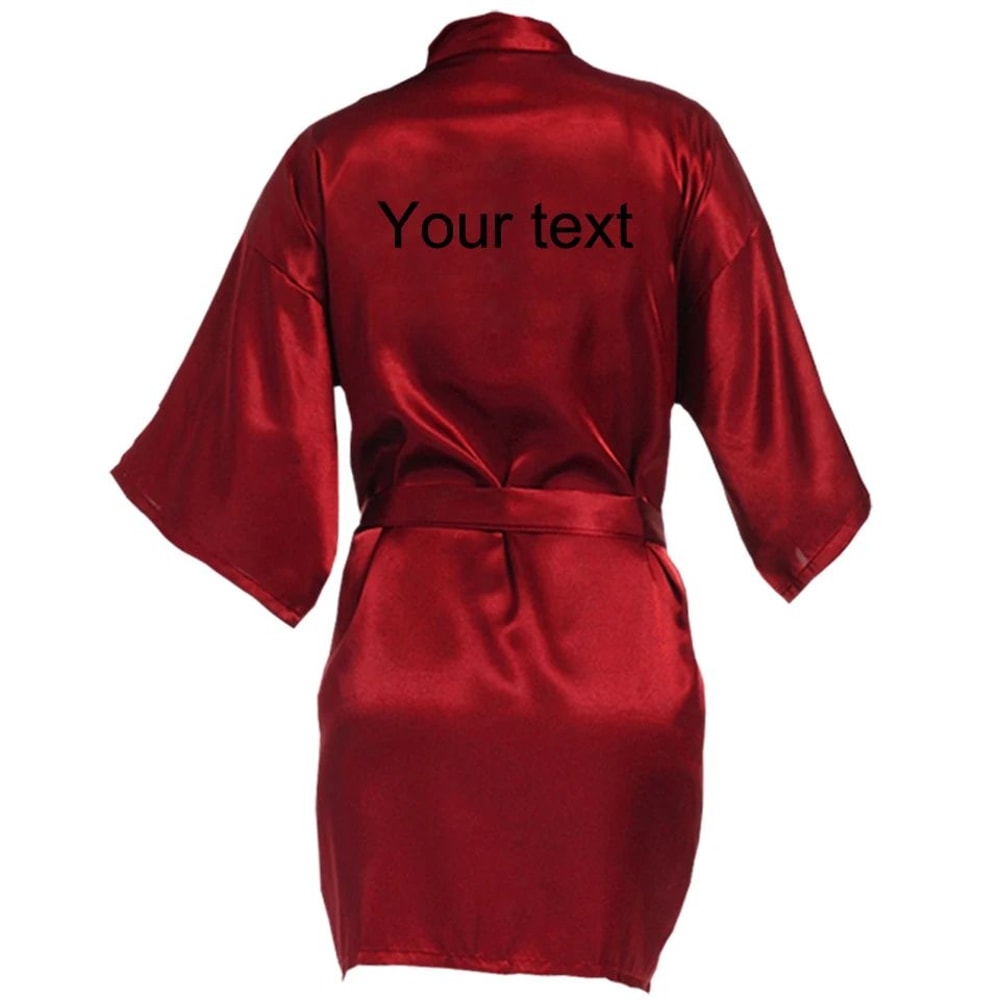 Personalized Faux Silk Bridal Robe With Custom Name Date Elegant Bride Bridesmaid Getting Ready 9