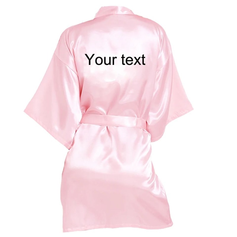 Personalized Faux Silk Bridal Robe With Custom Name Date Elegant Bride Bridesmaid Getting Ready 10