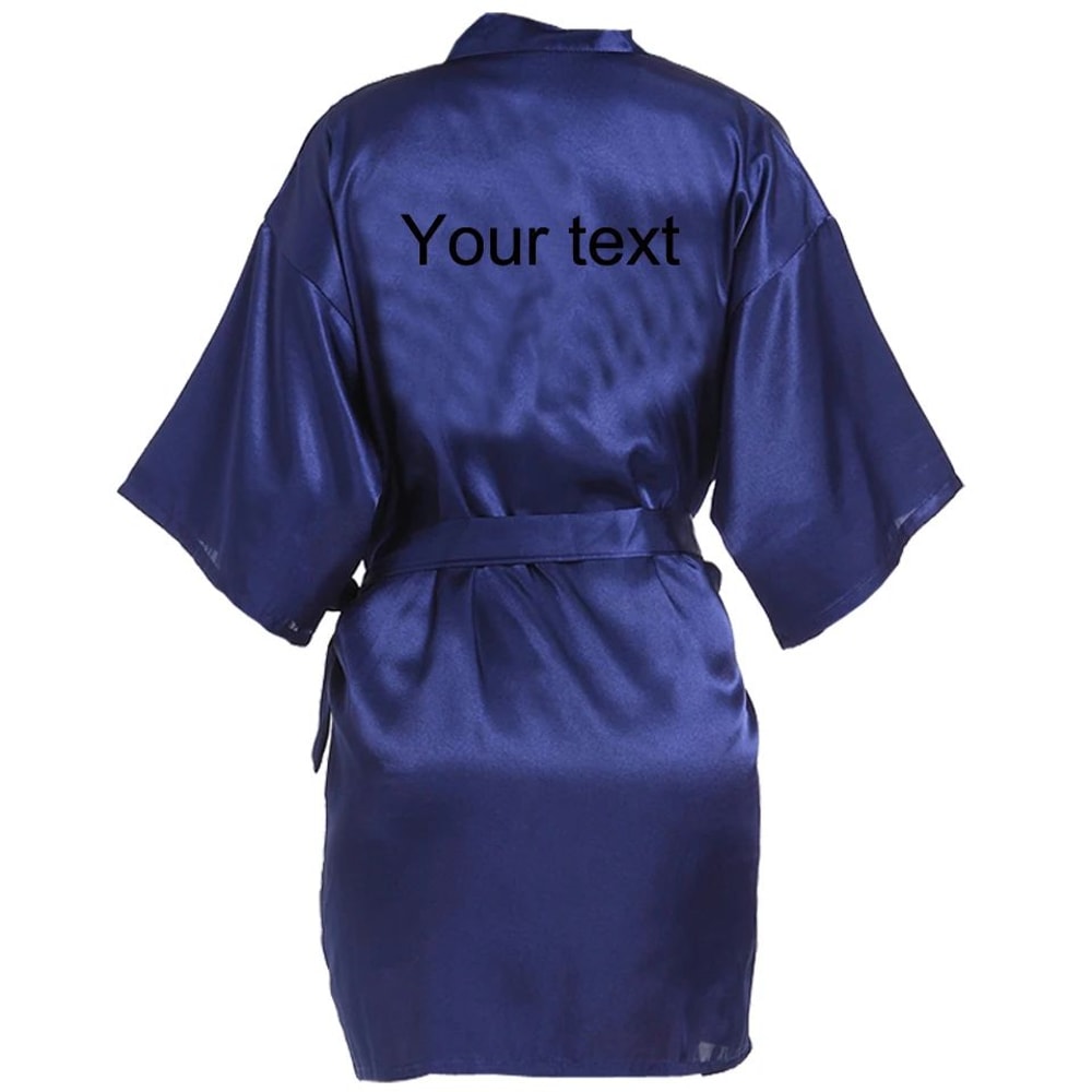 Personalized Faux Silk Bridal Robe With Custom Name Date Elegant Bride Bridesmaid Getting Ready 11