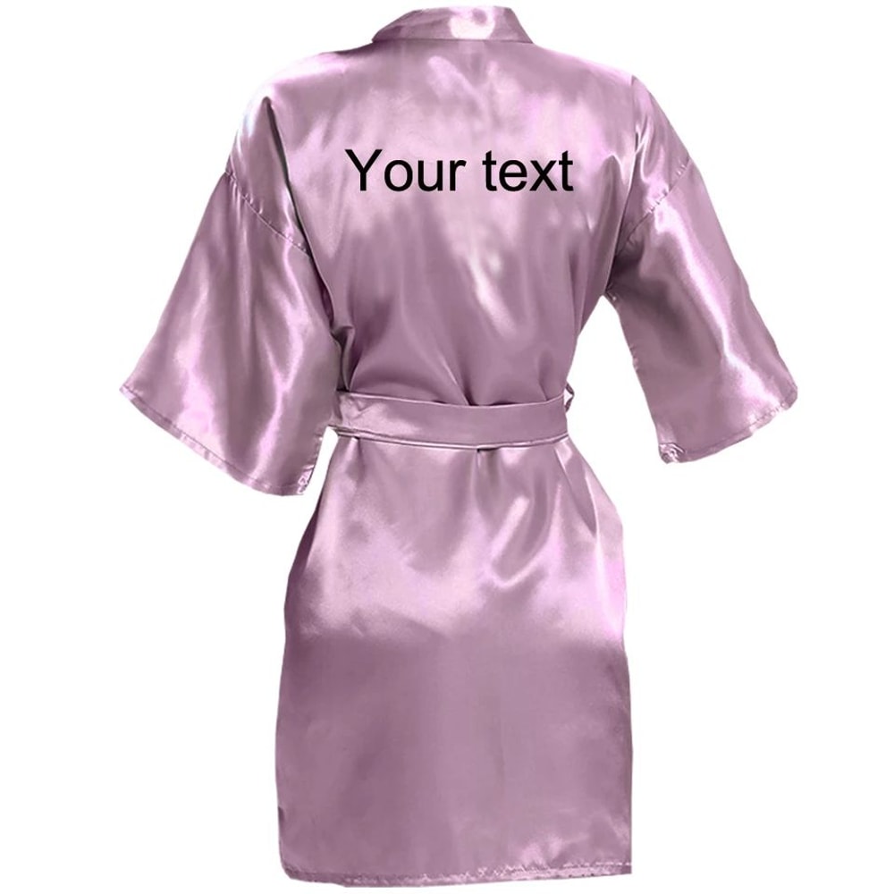 Personalized Faux Silk Bridal Robe With Custom Name Date Elegant Bride Bridesmaid Getting Ready 12