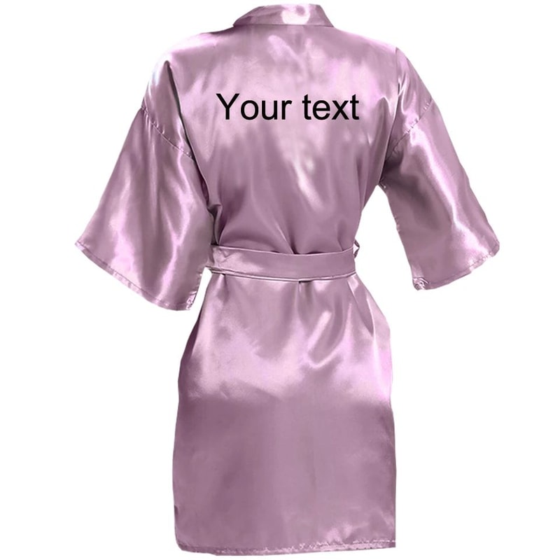 Personalized Faux Silk Bridal Robe With Custom Name Date Elegant Bride Bridesmaid Getting Ready 12