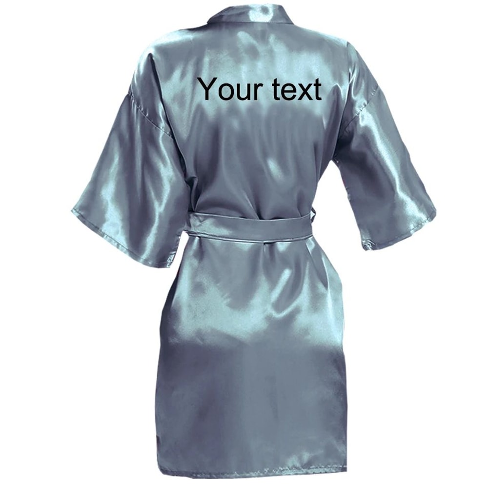 Personalized Faux Silk Bridal Robe With Custom Name Date Elegant Bride Bridesmaid Getting Ready 13